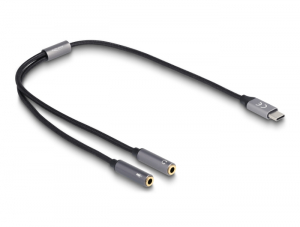 Delock Fejhallgató adapter USB Type-C  apa DAC 24 Bit / 96 kHz Hi-Res - 2 db. 3,5 mm-es, 3 tűs sztereo jack anya (66616)