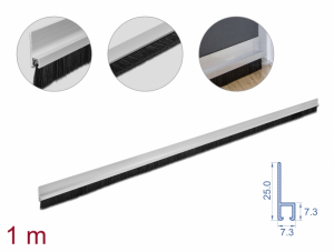 Delock 20 mm hossz&uacute;, egyenes kefeszalag 1 m hossz&uacute; alum&iacute;nium foglalattal (66649)