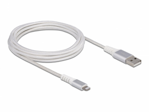 Delock USB adat- &eacute;s t&ouml;ltők&aacute;bel iPhone , iPad  &eacute;s iPod  DuPont  Kevlar  k&eacute;sz&uuml;l&eacute;khez feh&eacute;r 3 m (83003)