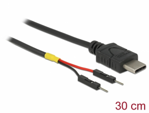 Delock C-Típusú USB tápkábel 2 db. különálló tűfejes apa véggel hossza 30 cm (85420)