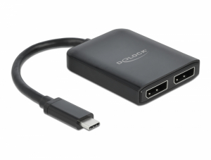 Delock Eloszt&oacute; USB Type-C  csatlakoz&oacute;val (DP alternat&iacute;v m&oacute;d t&aacute;mogat&aacute;s)   2 db. DisplayPort MST / VXP (87754)