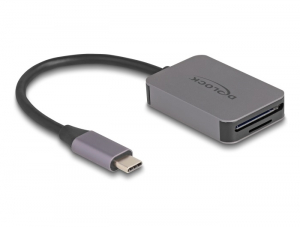 Delock USB Type-C  k&aacute;rtyaolvas&oacute; alum&iacute;nium h&aacute;zban SD vagy Micro SD mem&oacute;ria k&aacute;rty&aacute;khoz (91009)