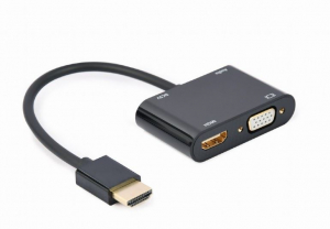 Gembird Cablexpert HDMI apa – HDMI anya + VGA anya adapter (A-HDMIM-HDMIFVGAF-01)