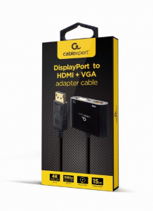 Gembird Cablexpert Display port apa - HDMI anya + VGA anya adapter (A-DPM-HDMIFVGAF-01)