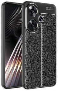 Gigapack Xiaomi Poco F6 varrott bőr hatású szilikon tok fekete (GP-158600)