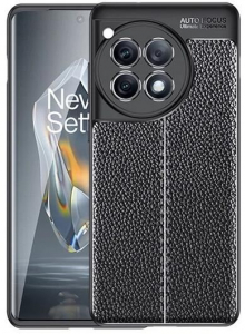Gigapack OnePlus 12R varrott bőr hatású szilikon tok fekete (GP-161875)