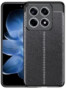 Gigapack Xiaomi 14T Pro varrott bőr hatású szilikon tok fekete (GP-163085)