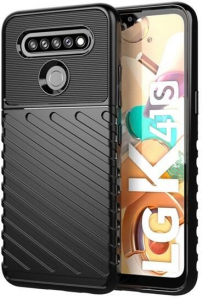 Gigapack LG K51S (K510EMW) csíkos dombormintás szilikon tok fekete (GP-99923)