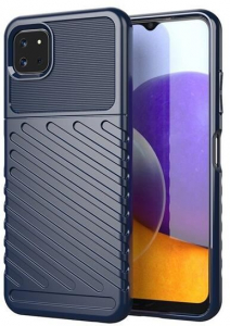 Gigapack Samsung Galaxy A22 5G (SM-A226) csíkos dombormintás szilikon tok sötétkék (GP-113943)