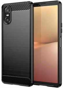 Gigapack Sony Xperia 10 VI sz&aacute;lcsiszolt, karbon mint&aacute;s tok fekete (GP-159146)