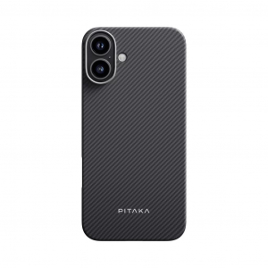 Pitaka Ultra-Slim Twill Apple iPhone 16 tok MagSafe rögzítéssel fekete/szürke (KI1601A)