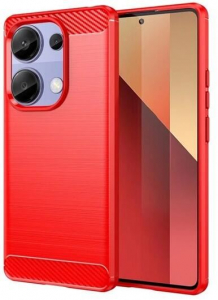 Gigapack Xiaomi Poco M6 Pro 4G szálcsiszolt, karbon mintás tok piros (GP-157176)