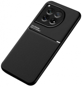 Gigapack OnePlus 12 mágneses, bőr hatású, csíkos mintás tok fekete (GP-154297)