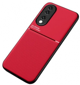 Gigapack Honor 90 5G mágneses, bőr hatású, csíkos mintás tok piros (GP-146729)