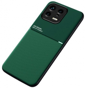 Gigapack Xiaomi 13 mágneses, bőr hatású, csíkos mintás tok sötétzöld (GP-136691)