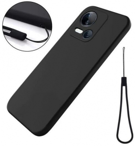 Gigapack Tecno Spark 10 5G prémium szilikon tok csuklópánttal, matt fekete (GP-157913)