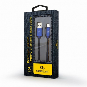 Gembird Premium USB Type-C - USB-A kábel 2m kék (CC-USB2J-AMCM-2M-BL)