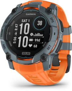 Garmin Instinct 3 50mm SOLAR okosóra szürke, narancssárga szíjjal (010-02935-01)