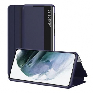 Gigapack Samsung Galaxy S23 Plus (SM-S916) bőr hatású ablakos fliptok sötétkék (GP-141759)