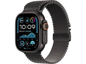 Apple Watch Ultra 2 GPS + Cellular 49mm fekete titántok, fekete titán milánói szíj S méret (MX4W3)