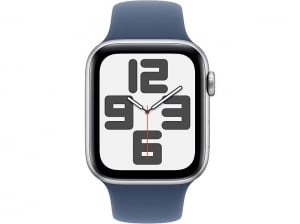 Apple Watch SE (2024) GPS + Cellular 44mm ezüst színű alumínimumtok, denimszínű sportszíj M/L (MXGQ3)