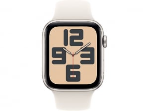 Apple Watch SE (2024) GPS + Cellular 44mm csillagfény alumínimumtok, csillagfény sportszíj M/L (MXGU3)