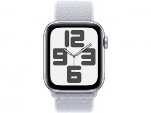 Apple Watch SE (2024) GPS 40mm ezüst színű alumínimumtok, fakókék sportpánt (MXEE3)