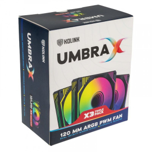Kolink Umbra X ARGB PWM 120mm hűtő ventilátor fekete-fehér 3db