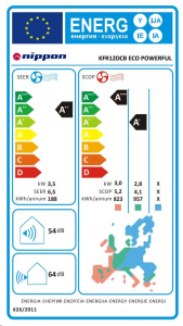 Nippon KFR 12DCB ECO POWERFUL inverteres split klímaberendezés 3.5 kW fehér