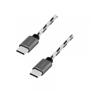 Logilink USB 2.0 Type-C k&aacute;belk&eacute;szlet, C/M-ről USB-C/M-re, alu, nejlon, feh&eacute;r/fekete (CU0200)