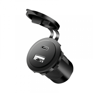 Logilink Dupla aut&oacute;s be&eacute;p&iacute;tett t&ouml;ltőadapter, 1x USB-A, 1x USB-C, 60 W, fekete (PA0330)