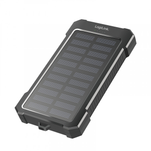 Logilink Napelemes Powerbank, 10.000 mAh, 2x USB-A, 1x USB-C, 12 W, zseblámpával (PA0335)
