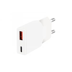 Logilink Dual-USB-C GaN töltő, 1x USB-C (PD), 1x USB-A (QC), 30 W, fehér (PA0348)