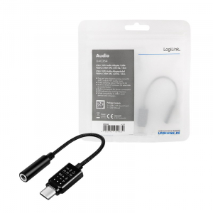Logilink USB 3.2 audioadapter EQ-val, USB-C/M 3,5 mm/F-ig, fekete, 0,14 m (UA0364)