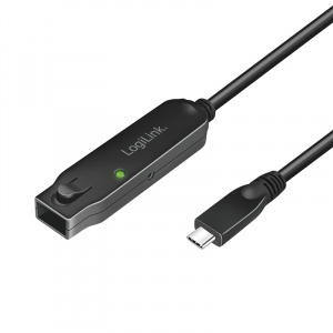 Logilink USB 3.2 Gen2 k&aacute;bel, USB-C/M-USB-C/F, erős&iacute;tő, fekete, 5 m (UA0418)