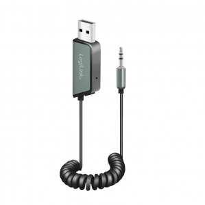 Logilink Bluetooth 5.3 audio vevő j&aacute;rművekhez, 1x USB-A, 1x 3,5 mm Aux, fekete (BT0065)