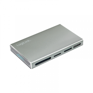 Logilink USB 3.2 Gen1, 5 az 1-ben kártyaolvasó (SD-, microSD-, MS-, CF és M2), alumínium, ezüst (CR0048)