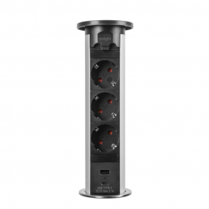 Delight motoros rejtett elosztó 3 aljzat + USB-A/USB-C csatlakozó (20451S)