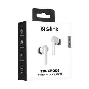 S-link TruePods TWS Bluetooth fülhallgató fehér (37213)