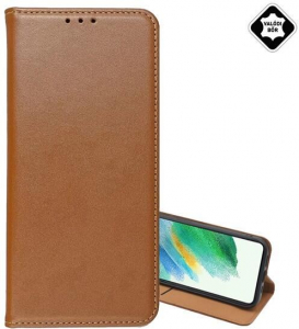 Gigapack Samsung Galaxy S24 FE (SM-S721) valódi bőr fliptok világosbarna (GP-161728)