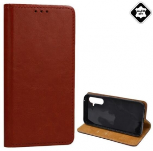 Gigapack Samsung Galaxy S24 Plus (SM-S926) val&oacute;di bőr fliptok burgundi sz&iacute;nű (GP-154018)