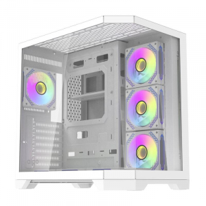 Darkflash FT418 PRO táp nélküli ablakos ház fehér + 7db ARGB ventilátor
