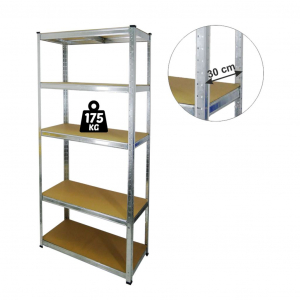 Fémpolc állvány - 5 szintes - max. 175 kg 180x90x30cm (10844)