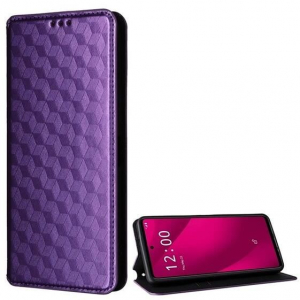 Gigapack T Phone 2 5G 3D rombusz mintás prémium fliptok lila (GP-159778)