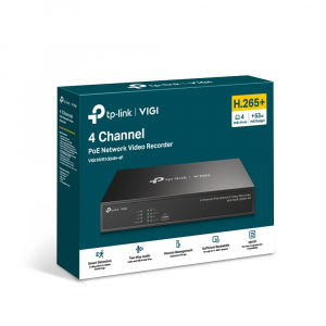 TP-Link VIGI NVR1004H-4P-2TB 4 csatornás NVR 2TB HDD-vel fekete