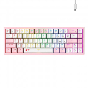 Havit KB874L angol gaming billentyűzet rózsaszín-fehér