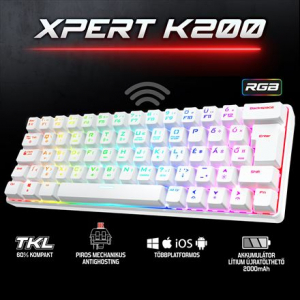 Spirit Of Gamer XPERT K200 Gaming billentyűzet fehér (CLA-XK200WH-HU)