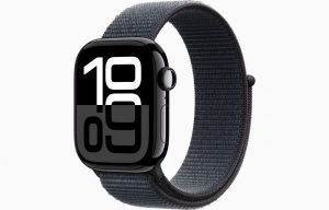 Apple Watch Series 10 GPS 42mm kozmoszfekete alumíniumtok, tinta sportpánt (MWWG3QF/A)