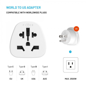 FIXED USA utazó adapter fehér (FIXCT-US)