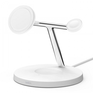 Belkin BoostCharge Pro 3az1-ben vezeték nélküli MagSafe töltőállvány 15W fehér (WIZ017vfWH)